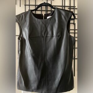Calvin Klein Black Faux Leather Sleeveless Top, Size S